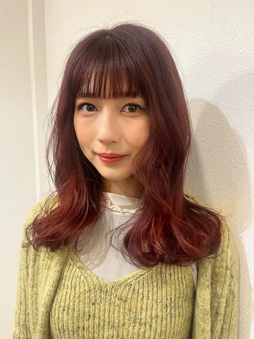 セミロング カラー 柔らかい艶暖色 レイヤー🫧姫汝のヘアスタイル
