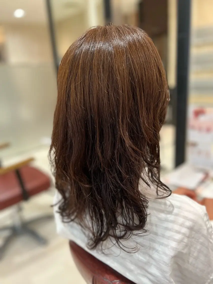 セミロング パーマ セミロングパーマ レイヤーカット デジタルパーマ QUATRO ほたかのヘアスタイル