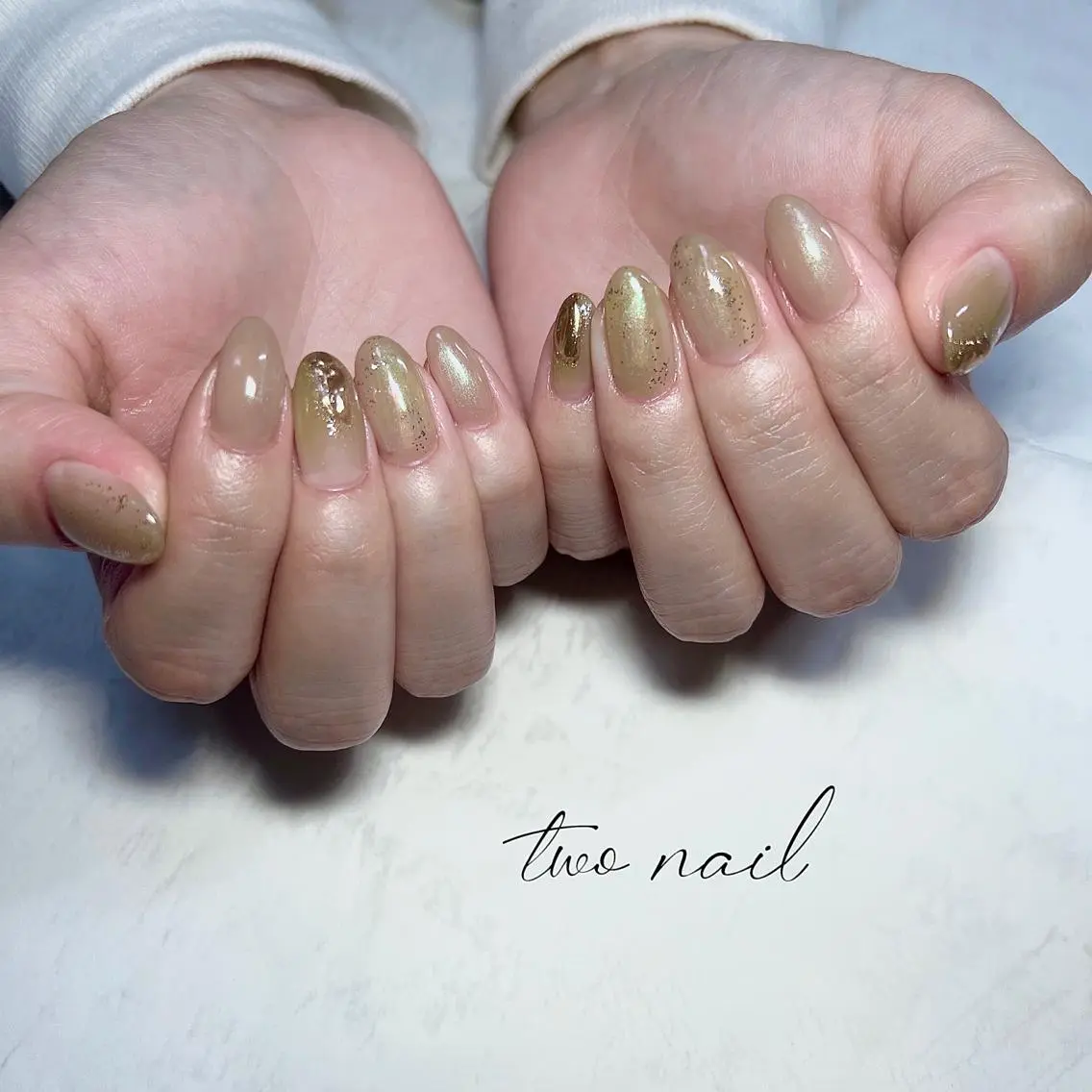 ネイル アートネイル フットネイル ハート ニュアンスネイル ホワイト two nailのネイルデザイン
