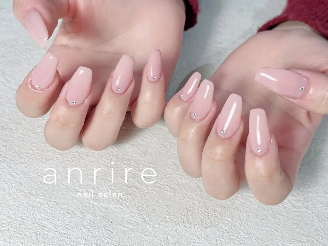 ネイル 長さ出し ジェルネイル ロングネイル ワンカラーネイル パラジェル nailsalon anrireのネイルデザイン