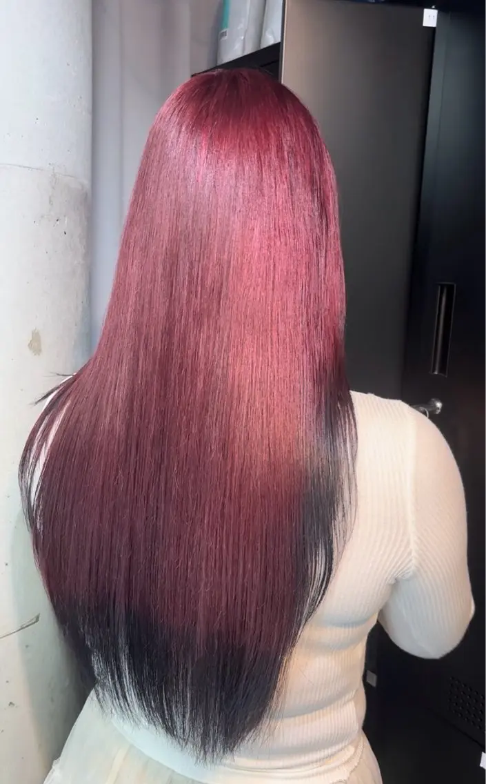 ロング カラー デザインカラー レイヤーカット ヘアカラー トリートメント 落ちる黒 森崎雄斗のヘアスタイル