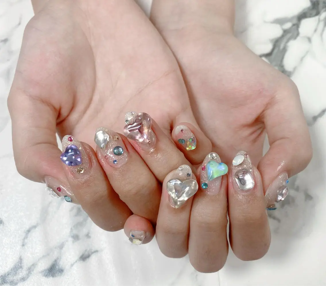 ロング カラー ネイル Q Free nailsのネイルデザイン