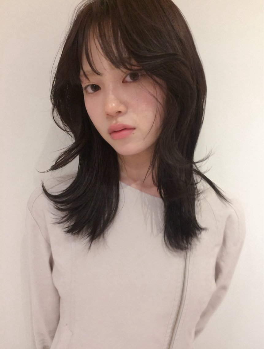 ミディアム カラー まや/レイヤーパーマ 透明感、暖色カラーのヘアスタイル