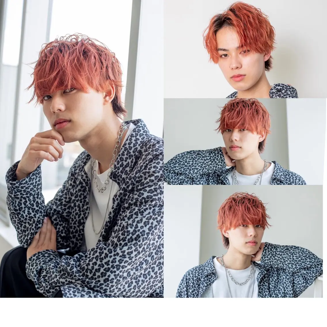ショート カラー メンズ センターパート メンズハイトーン マッシュ メンズウルフカット ハイトーンカラー カット ヘアカラー メンズサロン OVER町田店のヘアスタイル