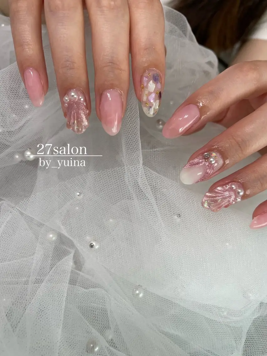 ネイル ピンク ハンドネイル 27salon yuinaのネイルデザイン