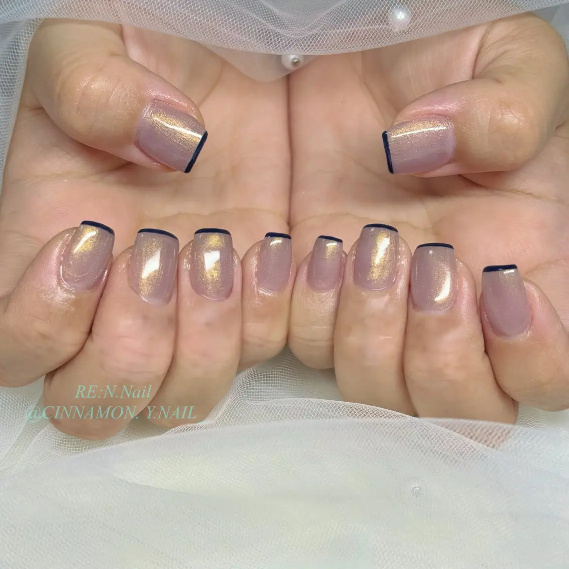 ネイル フレンチネイル ハンドネイル Y🩵 Jasmineのネイルデザイン
