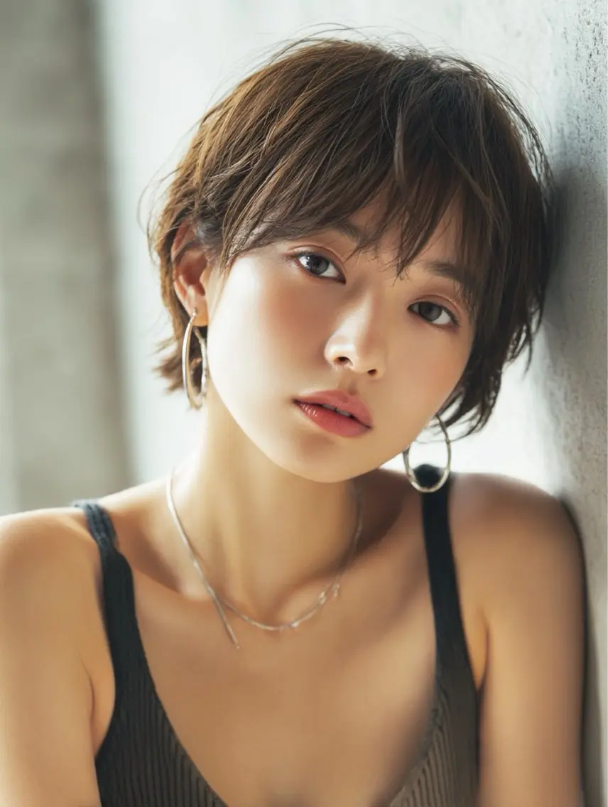 ショート カラー 守屋 歩夢 レイヤーカットのヘアスタイル