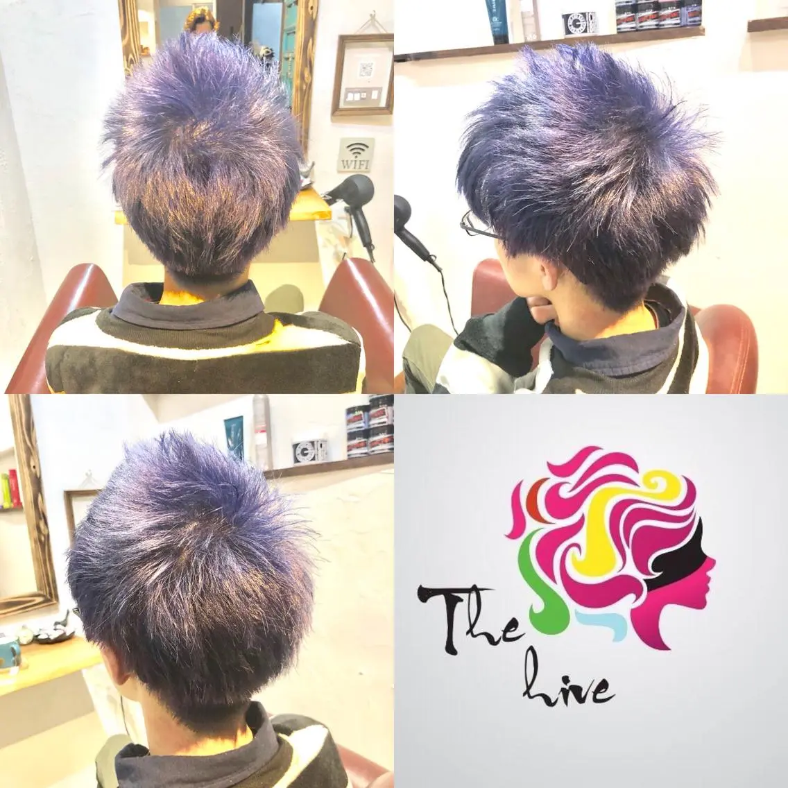 ショート カラー メンズ ブルーカラー カット ヘアカラー Hair salon The  hiveのヘアスタイル