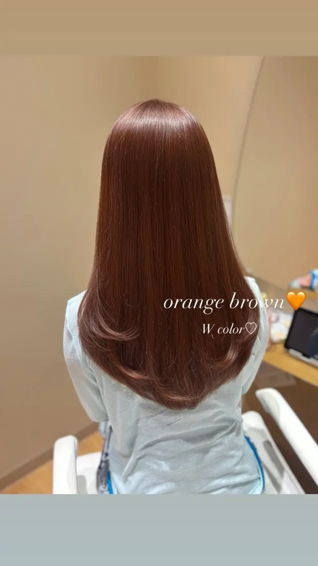 ロング カラー ブラウンカラー オレンジ オレンジブラウン KANON 透明感カラー🎀のヘアスタイル