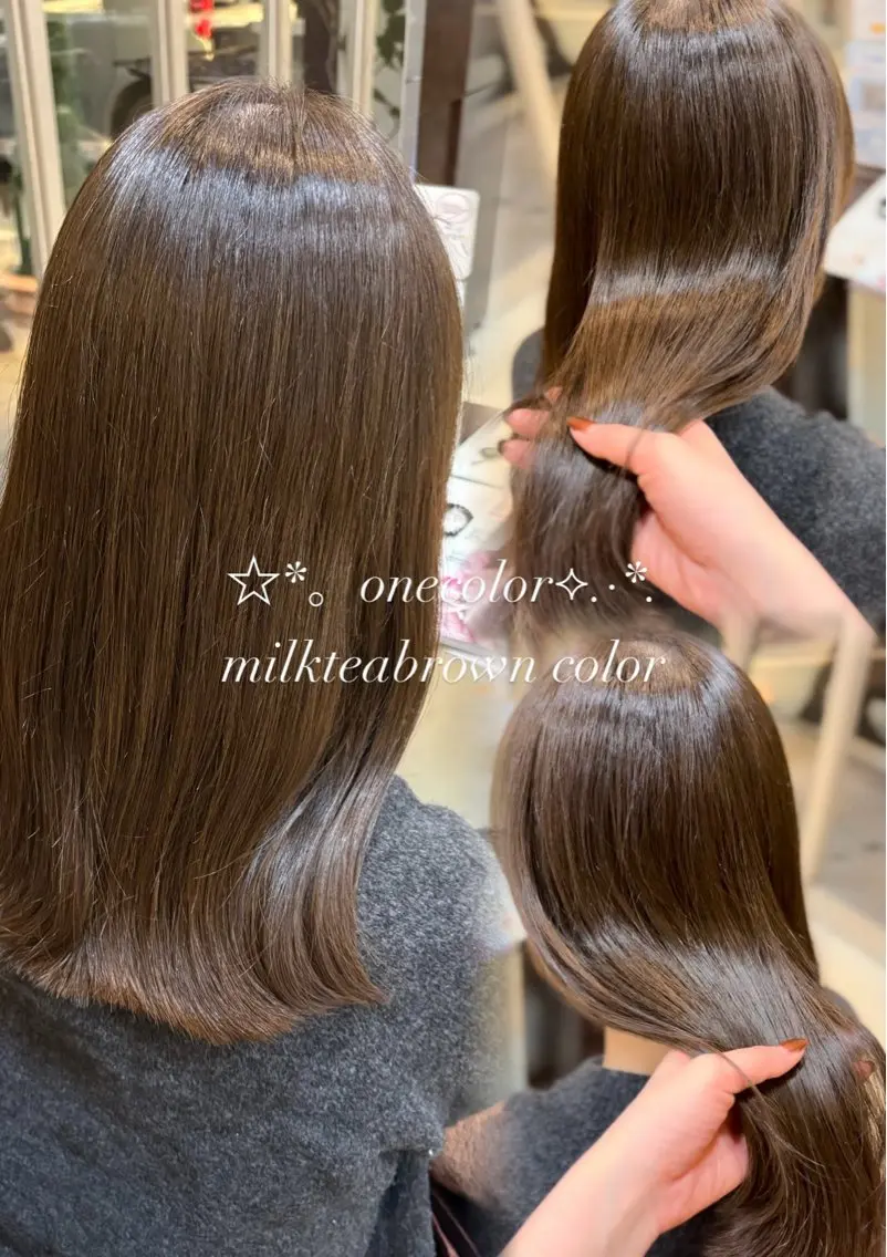 ロング カラー カット 🤎韓国ヘア ベージュ まゆか🤎のヘアスタイル