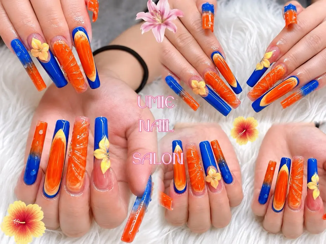 ネイル 韓国ネイル ニュアンスネイル リボン シンプルネイル 夏ネイル UMIE NAIL SALONのネイルデザイン