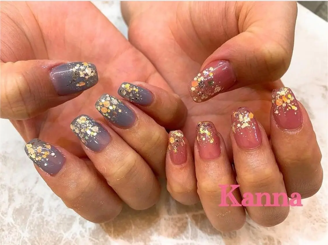 ネイル ブルー キラキラネイル ピンク Kanna Yuki カンナユキのネイルデザイン