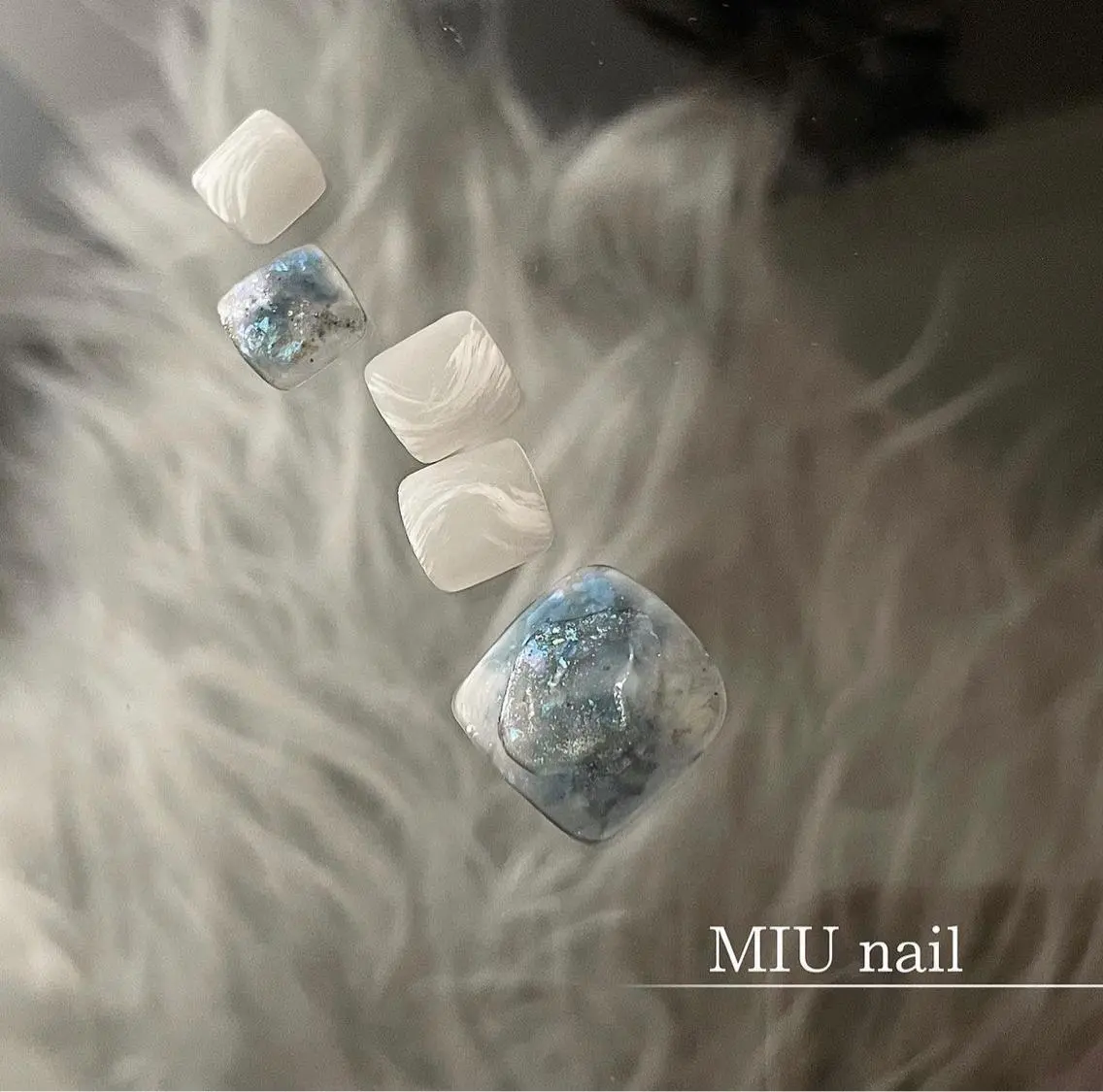 ネイル ブラウン ジェルネイル キラキラネイル 大理石ネイル(マーブル) ニュアンスネイル フットネイル MIU 　nailのネイルデザイン