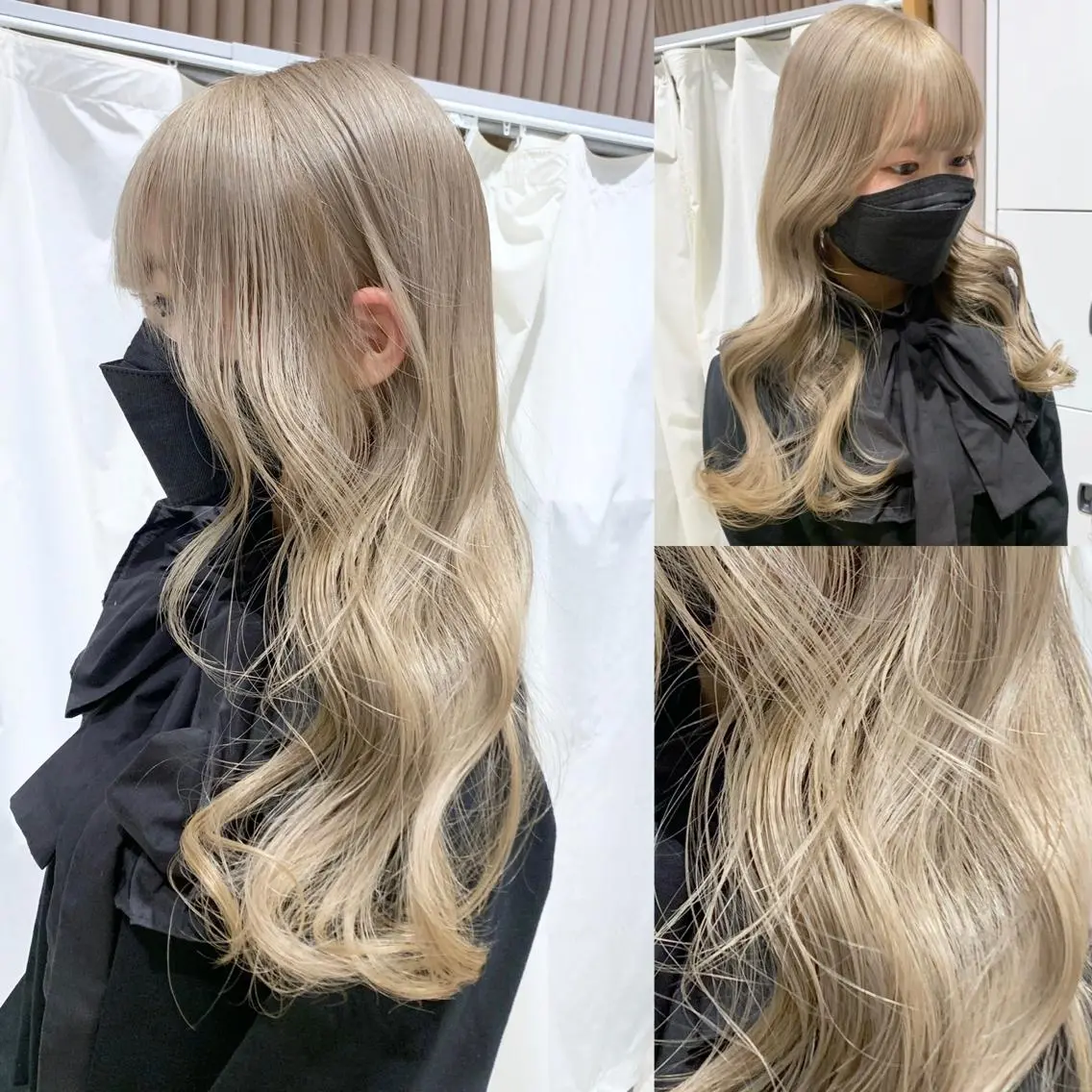 ロング カラー ベージュカラー ブリーチ イヤリングカラー グレージュ ハイトーンカラー ヘアカラー ヘッドスパ ヘアセット ❤️ハイトーンカラー Qin🤍のヘアスタイル