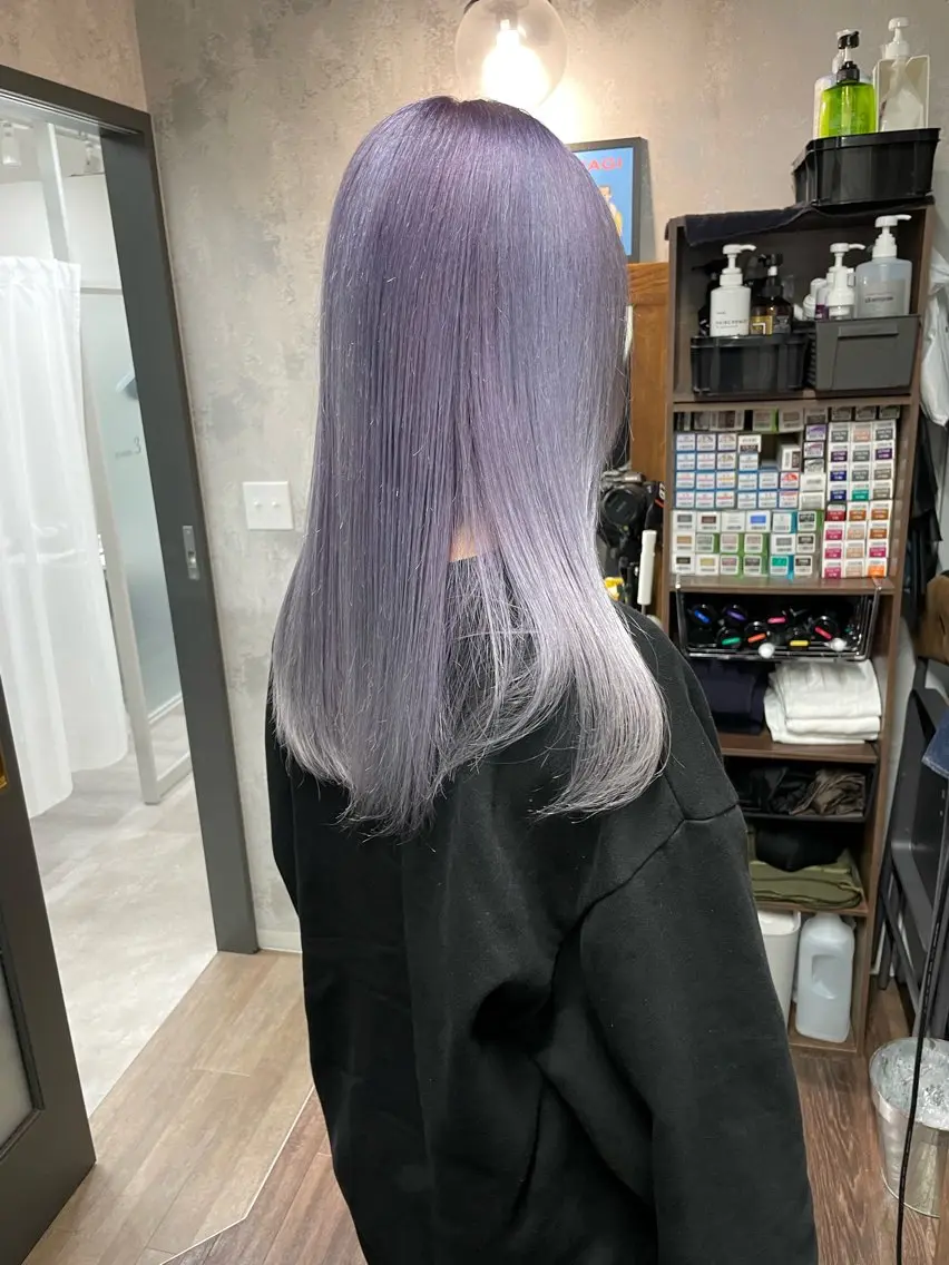 セミロング カラー ヘアカラー トリートメント Lull1人美容室 バレイヤージュのヘアスタイル