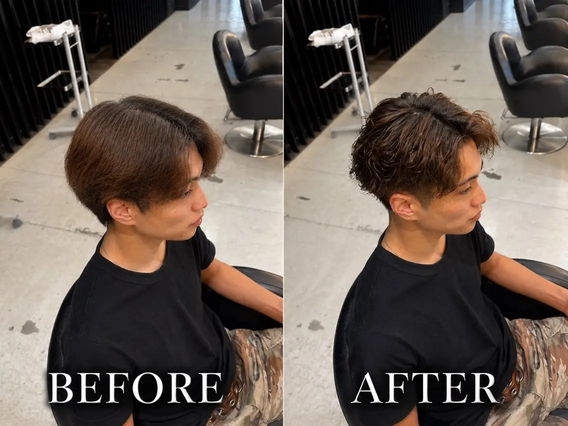 パーマ メンズ カット パーマ 井上 慈温のヘアスタイル