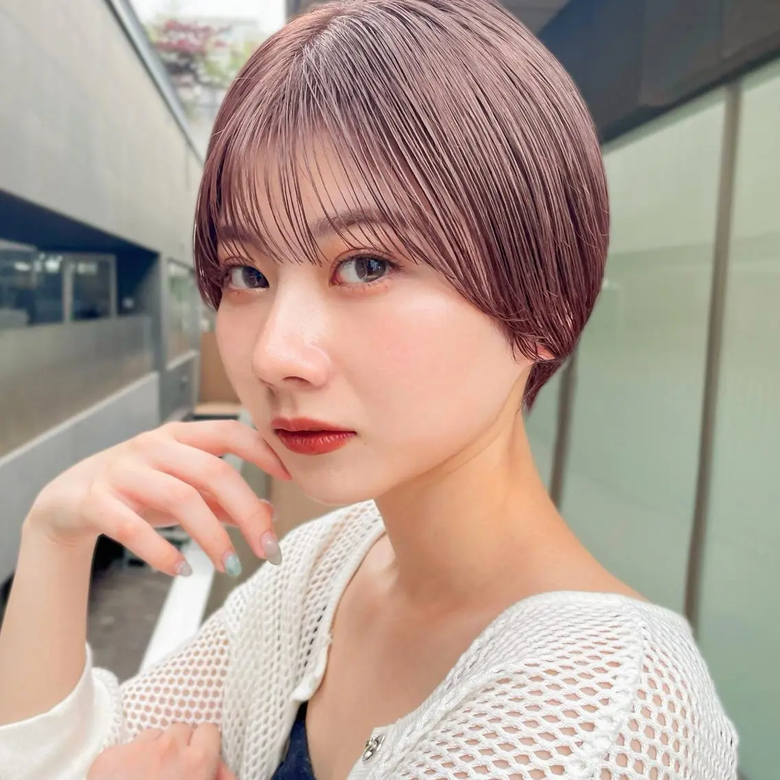 ショート カラー ブリーチ ピンクカラー ショートヘア ✨👑お洒落ショート ❣️村上せいな✨のヘアスタイル