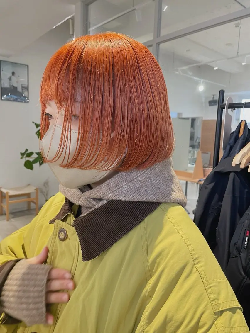 ミディアム カラー オレンジ ヘアカラー トリートメント _ yumeのヘアスタイル