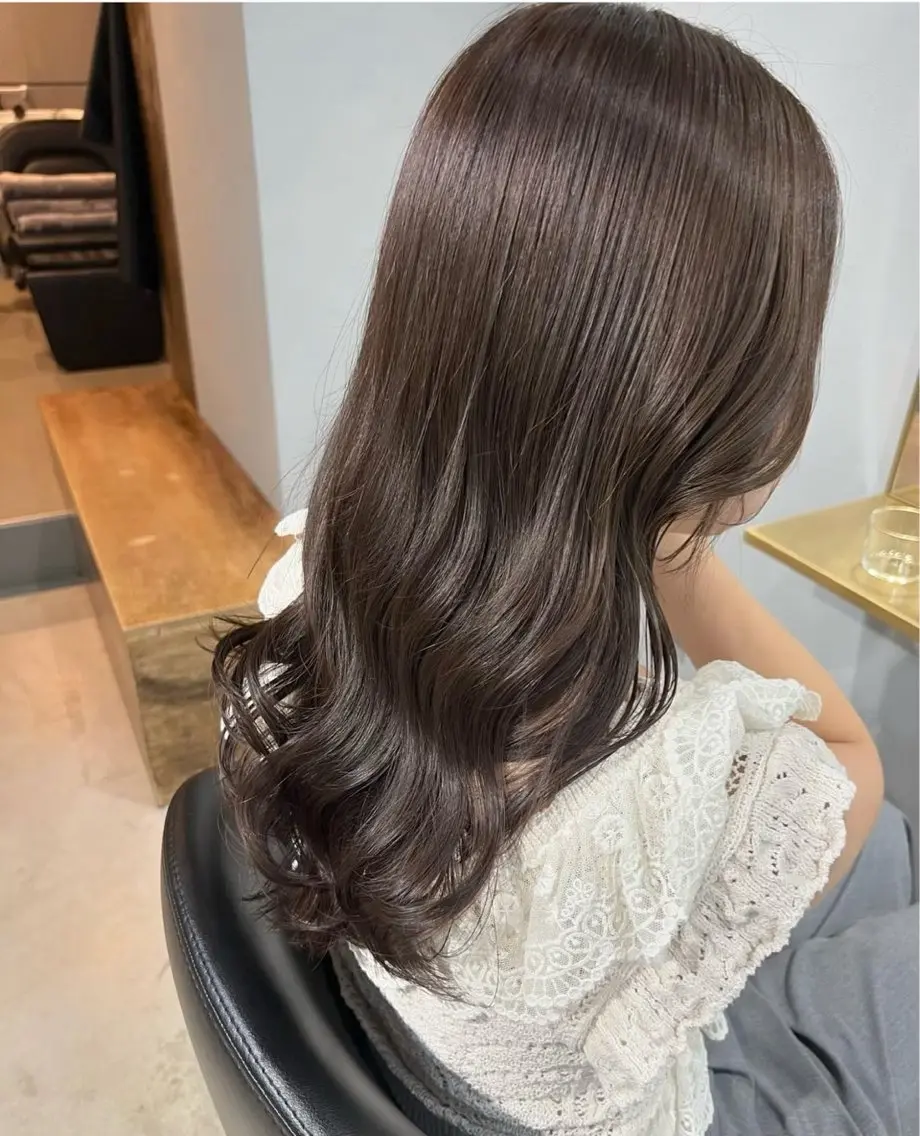ロング カラー カット ヘアカラー トリートメント akane/オリーブ /ボブパーマのヘアスタイル