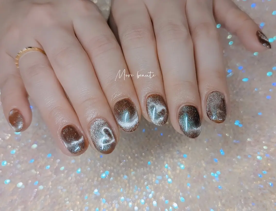 ネイル アートネイル ジェルネイル ハート 韓国ネイル マグネットネイル ハンドネイル I LOVE ME NAIL.。.:*♡のネイルデザイン