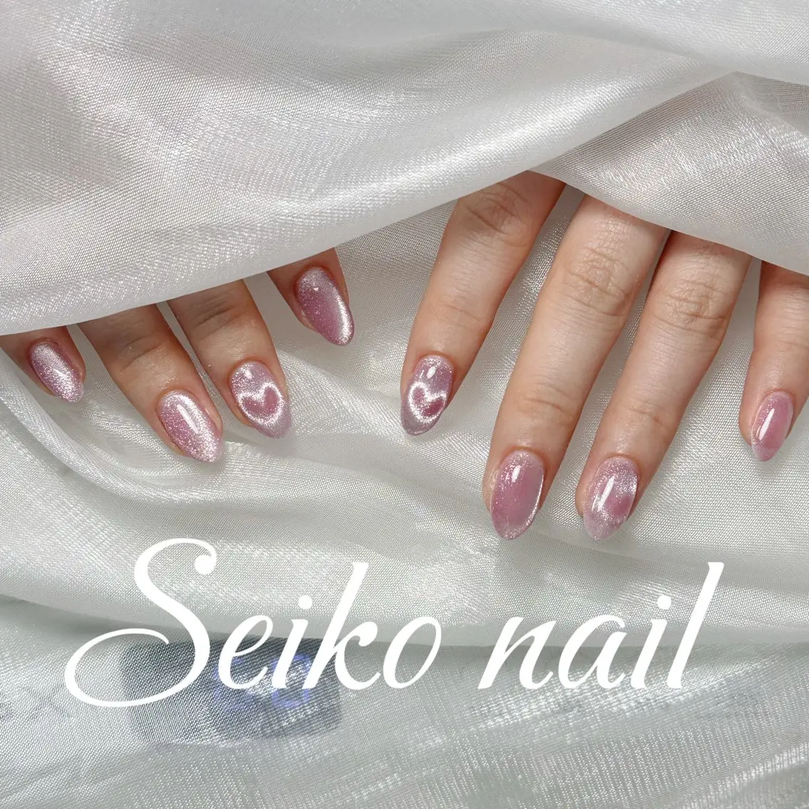 ネイル オーロラネイル 長さ出し フレンチネイル ジェルネイル ガーリー ハンドネイル seiko nail Nanami(渋谷)のネイルデザイン