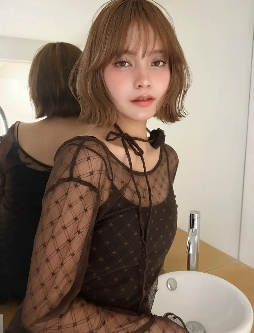 ショート 顔周りカット 似合わせカット 小顔カット カット 小顔ボブ jilblanカホのヘアスタイル