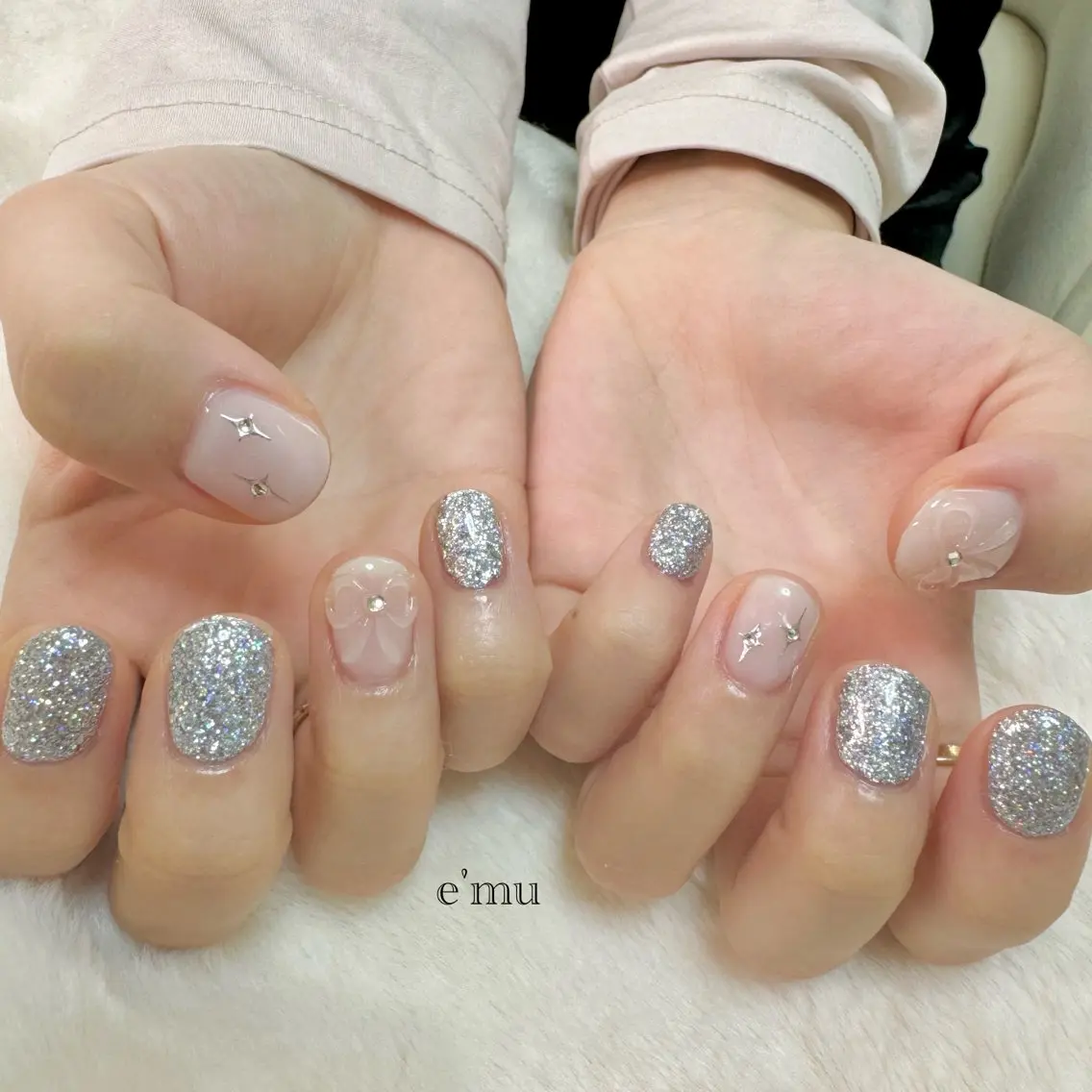 ネイル ガーリー ショートネイル ハンドネイル nail salon e'mu💐のネイルデザイン
