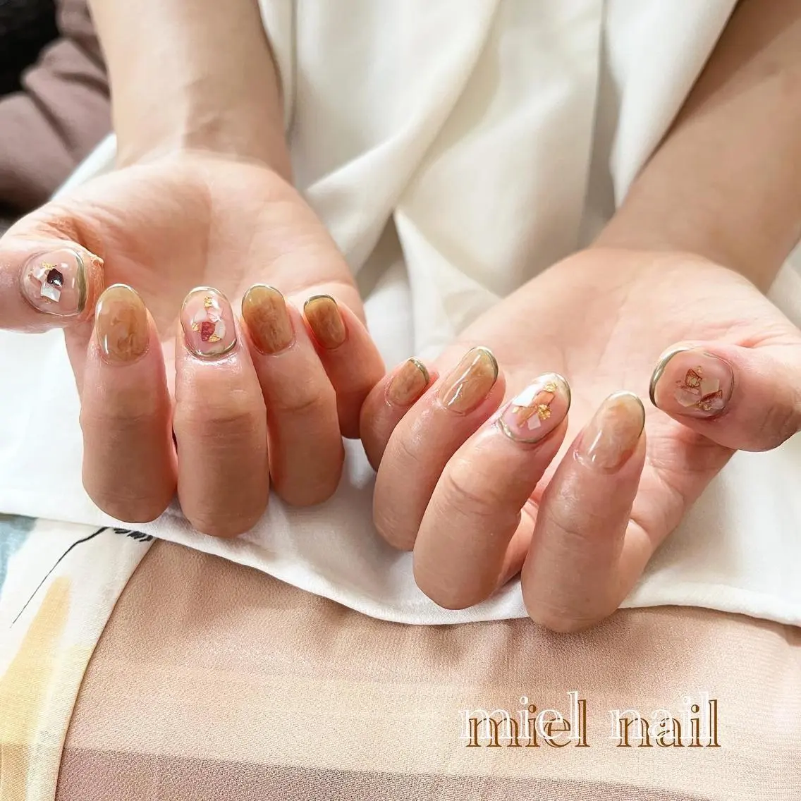 ネイル クリアネイル 大理石ネイル(マーブル) ニュアンスネイル miel nailのネイルデザイン