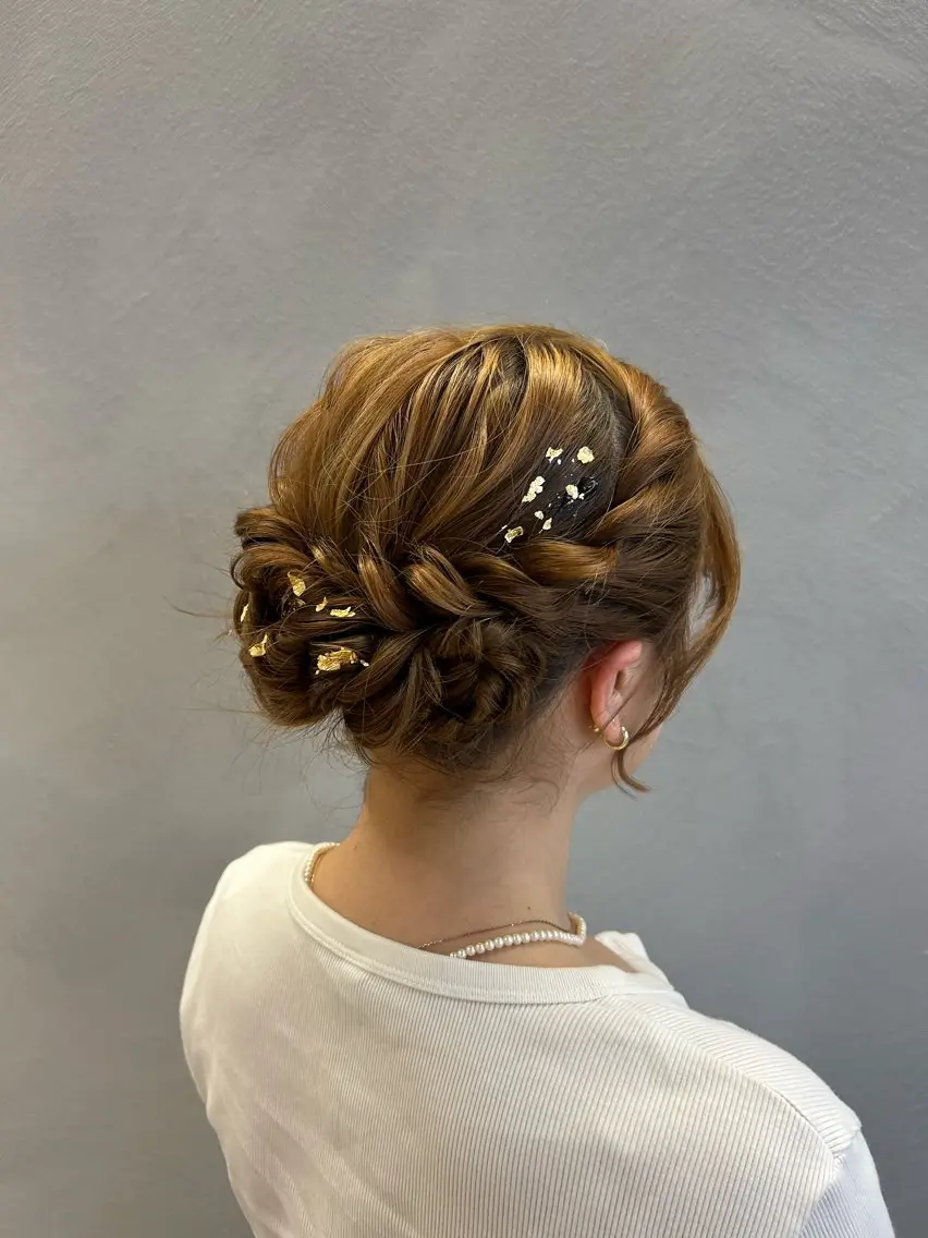 セミロング ヘアアレンジ 結婚式・ブライダル 浴衣 ヘアセット 【ヘアアレンジ】 Mei🍀🫧のヘアスタイル