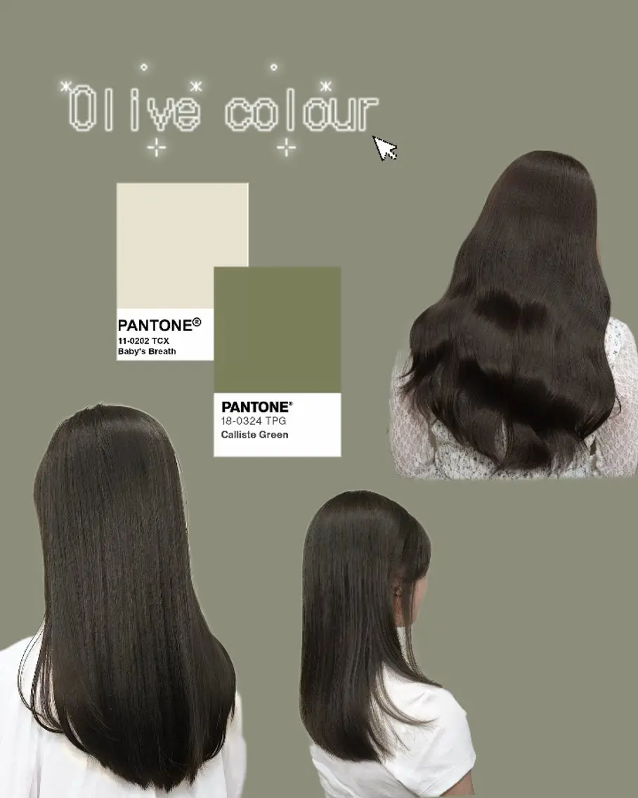 ロング カラー オリーブカラー デート カット ヘアカラー ブリーチなし透明感 カラー/チサト🌿のヘアスタイル