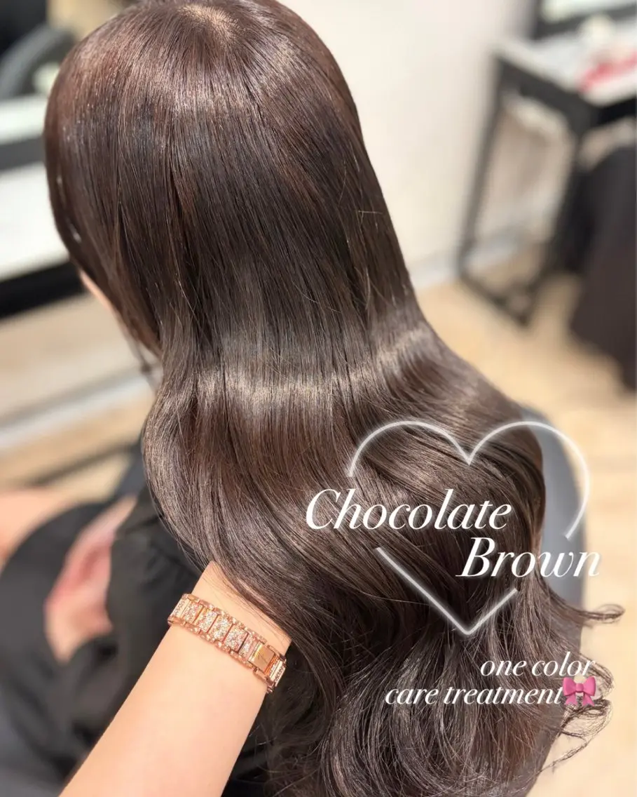 ロング カラー ブラウンカラー チョコレートブラウン カット ヘアカラー トリートメント 𝒎𝒐𝒆🩰 名駅/ヘアメ/暖色♡のヘアスタイル