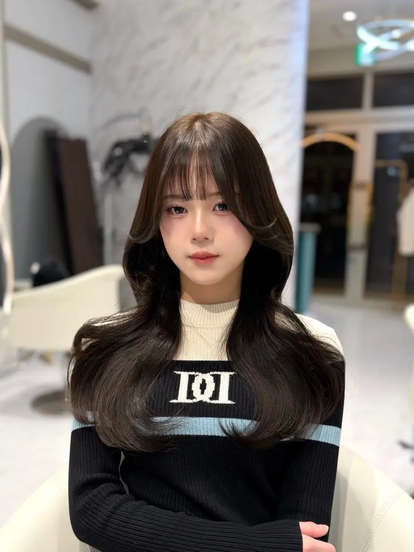 ロング カラー カット ヘアカラー トリートメント 𝑹𝒊𝒉𝒐🎀 名駅/大人韓国ヘアのヘアスタイル