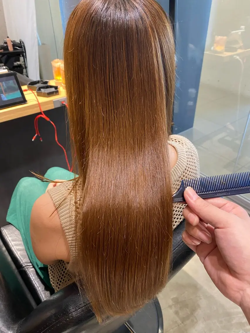 ロング パーマ カット 縮毛矯正 トリートメント 田中 アキオのヘアスタイル