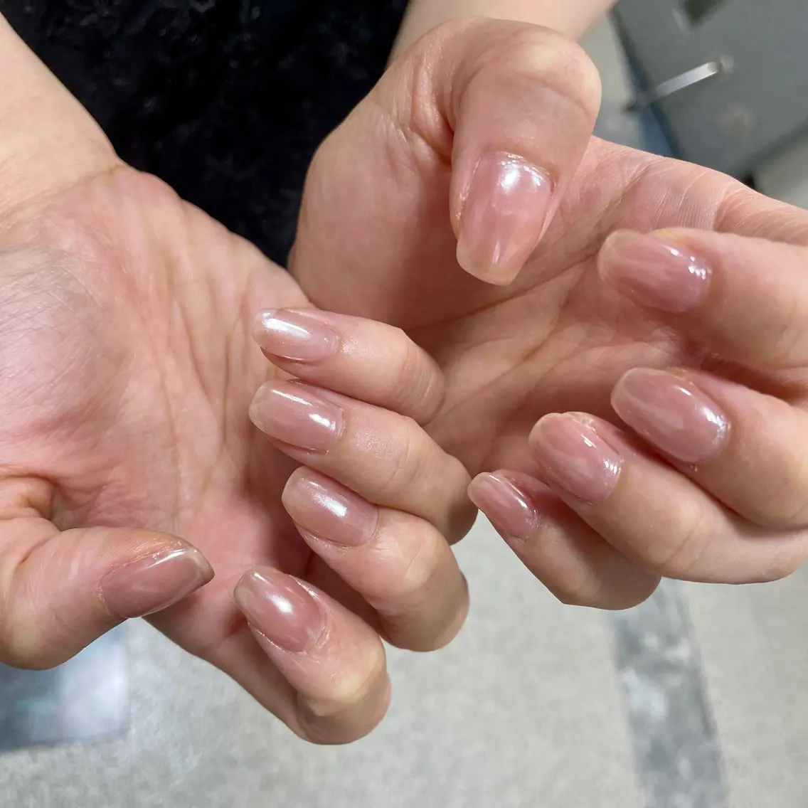 ネイル オーロラネイル クリアネイル ミラーネイル ワンカラーネイル ピンク LUNI 久屋大通 ˚✧₊⁎/ yuriのネイルデザイン