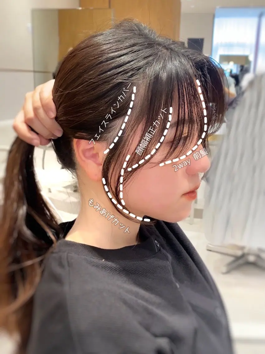 セミロング カラー パーマ ヘアアレンジ 顔周りカット 韓国風ヘア レイヤーカット トリートメント カット ヘアセット 小野寺瑞希 /最小顔カットのヘアスタイル