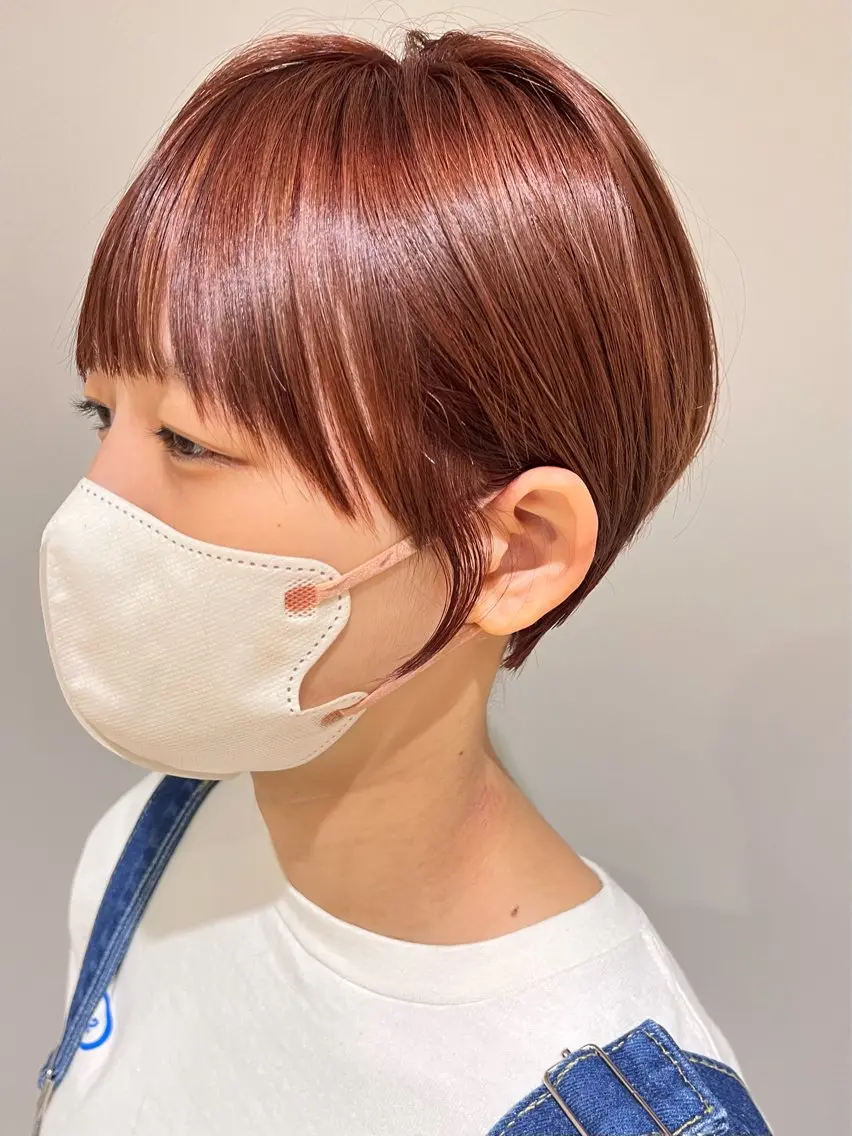 ショート カラー ブリーチ ブラウンカラー レッドカラー ショートヘア 全国認定講師 高久のヘアスタイル