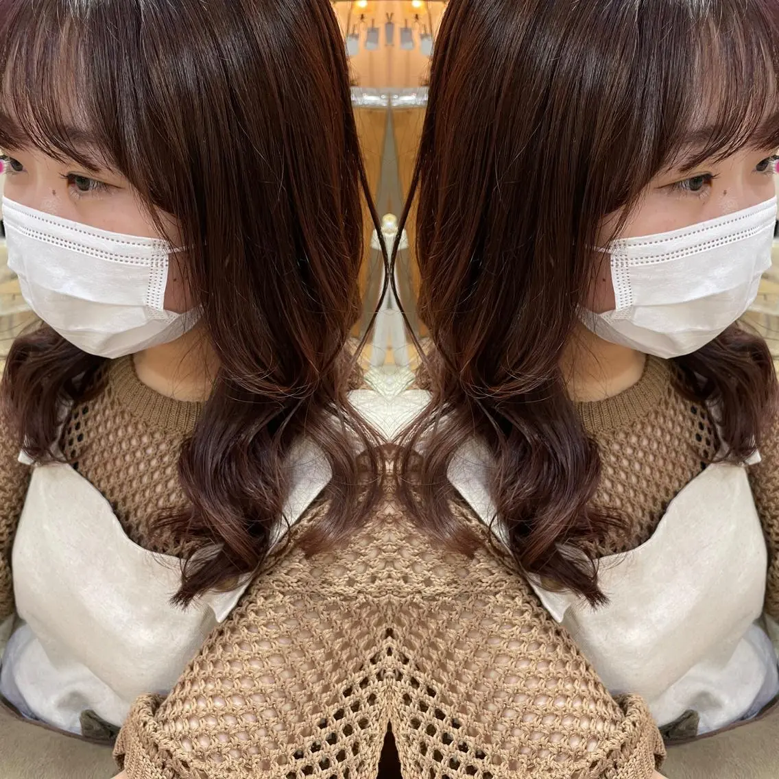 ミディアム カラー ブラウンカラー ピンクカラー ピンクブラウン tocca八王子 AYAKAのヘアスタイル