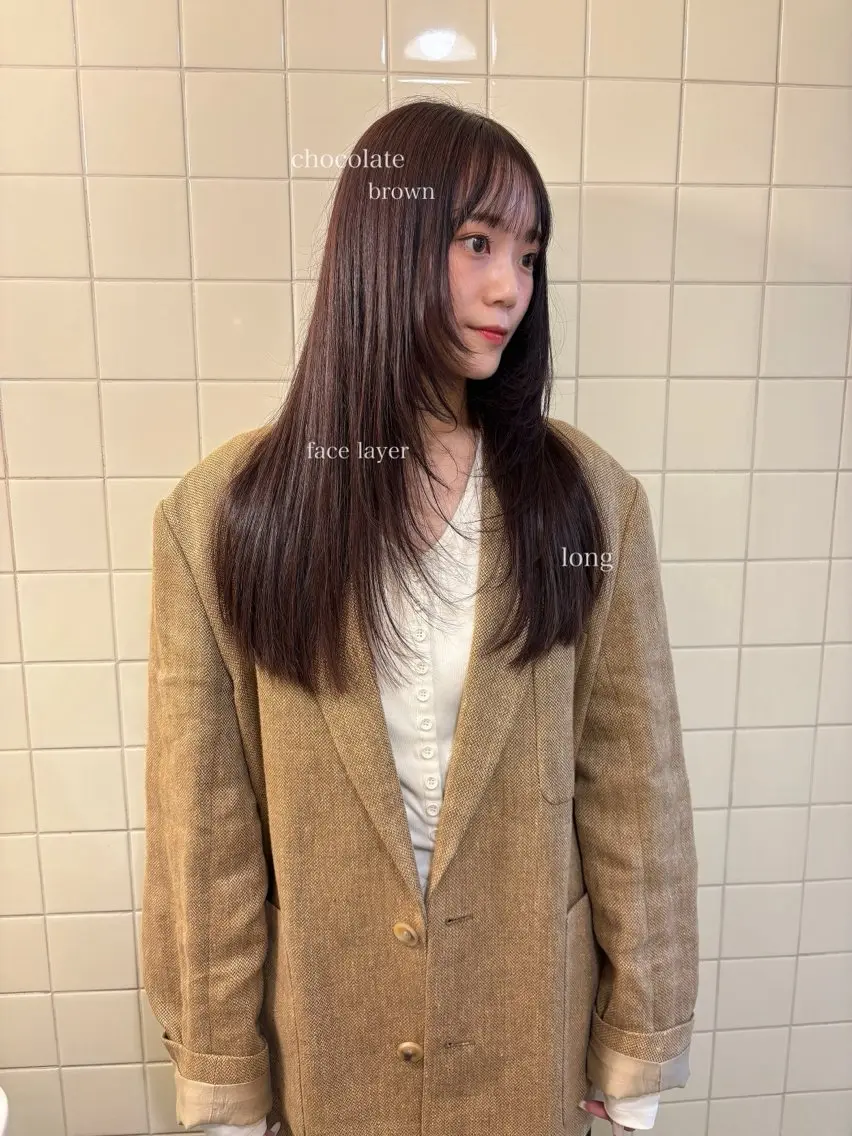 ロング カラー ヘアカラー トリートメント 縮毛矯正ボブ&顔まわ レイヤー♡TOMOEのヘアスタイル