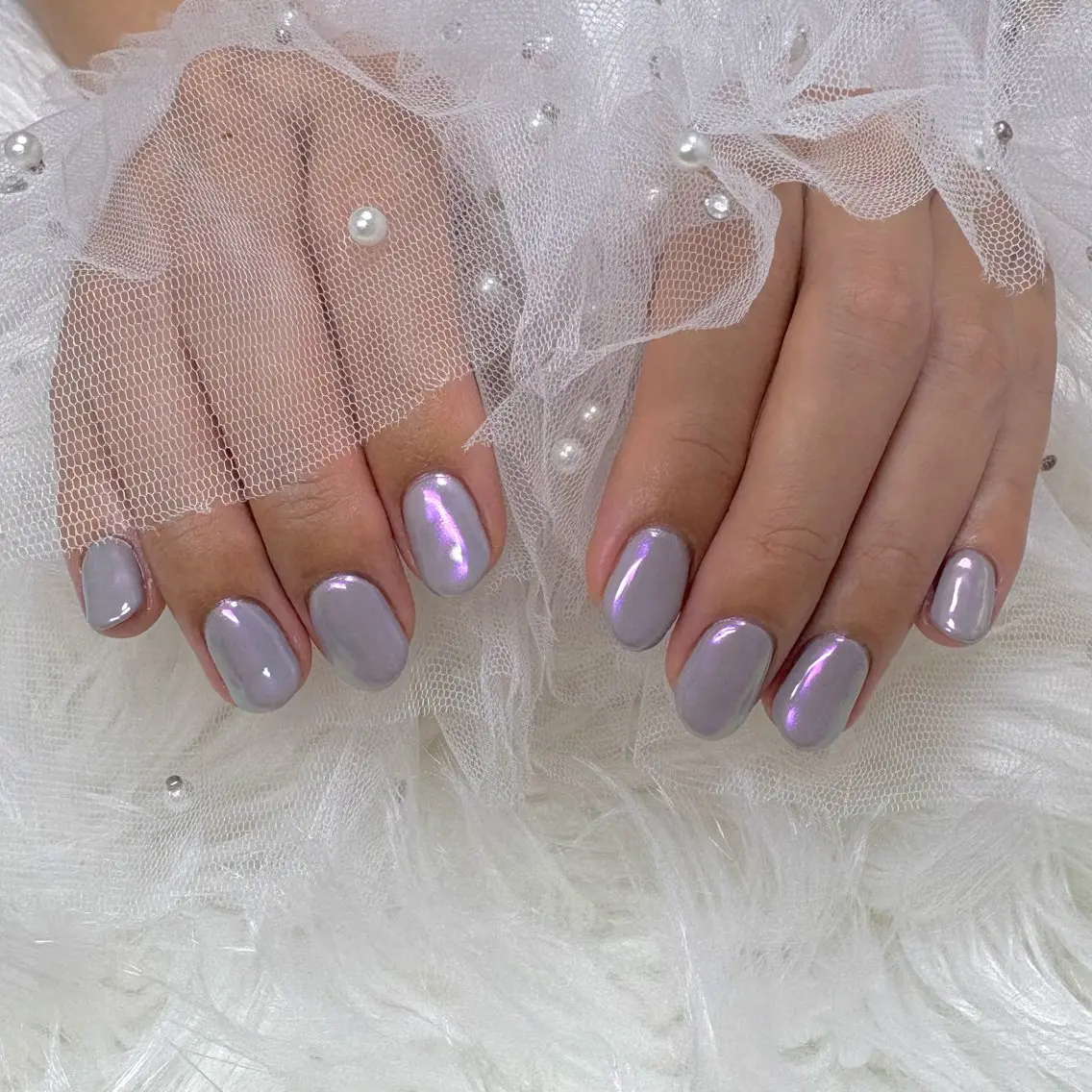 ネイル オーロラネイル 氷ネイル・うるうるネイル ハンドネイル SHINE nail salonのネイルデザイン
