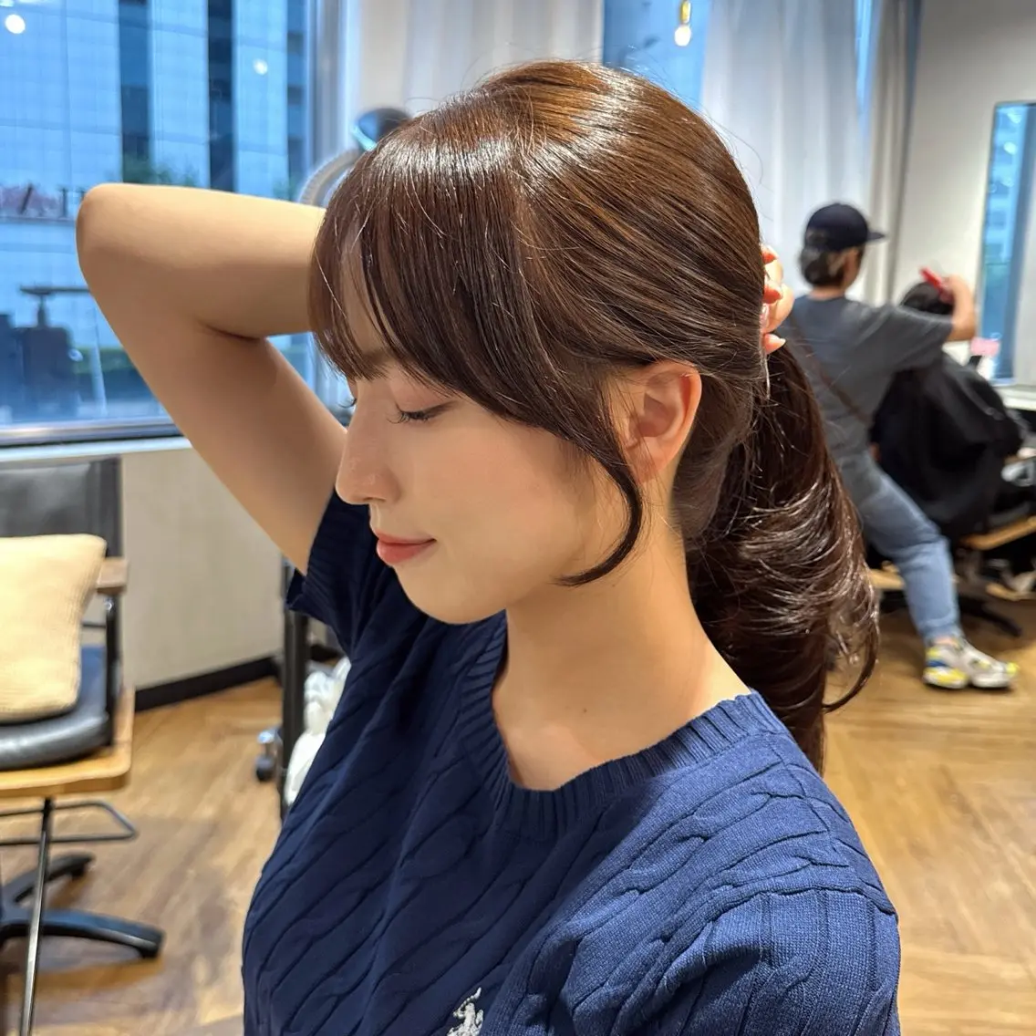 ロング 顔周りカット レイヤーカット カット ヘアカラー トリートメント Rena/レイヤー /ワンホンヘアのヘアスタイル