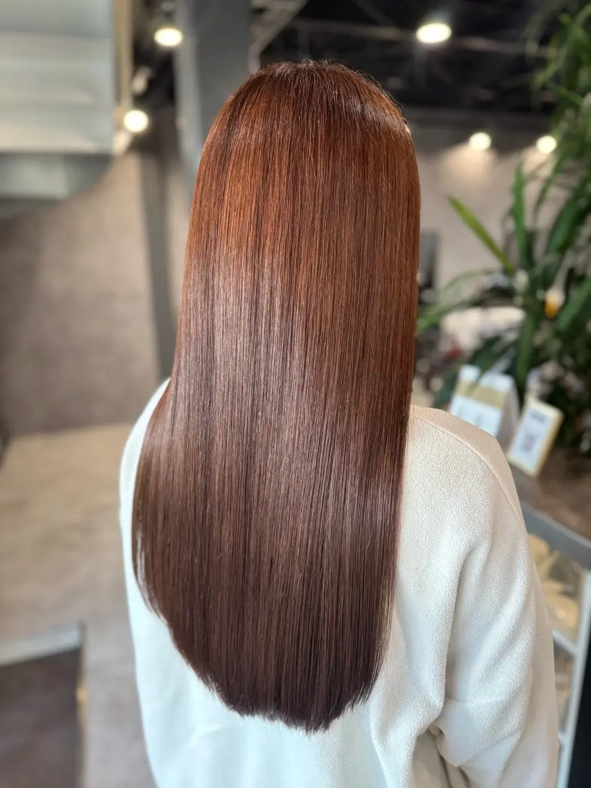 ロング カラー ブラウンカラー ローズカラー ローズブラウン トリートメント ヘアカラー トリートメント ink Runaのマツエク・マツパデザイン