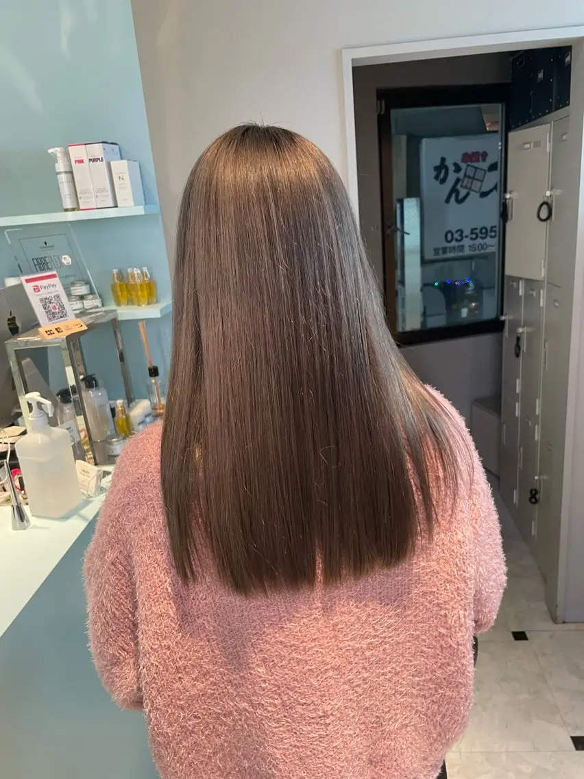 ミディアム ブリーチ✖️ 縮毛LANDのヘアスタイル