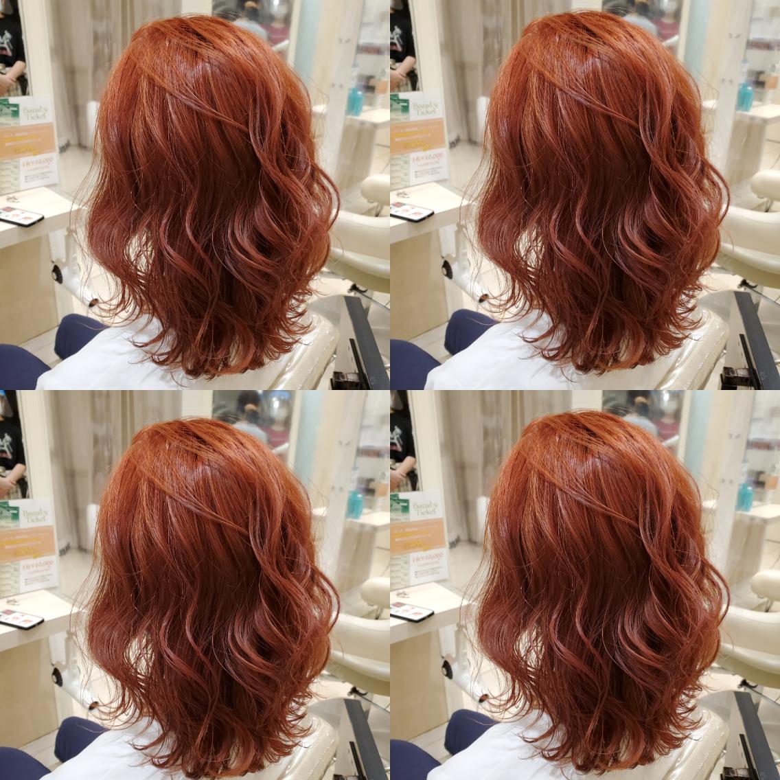 セミロング ヘアカラー いのうえ ももかのヘアスタイル
