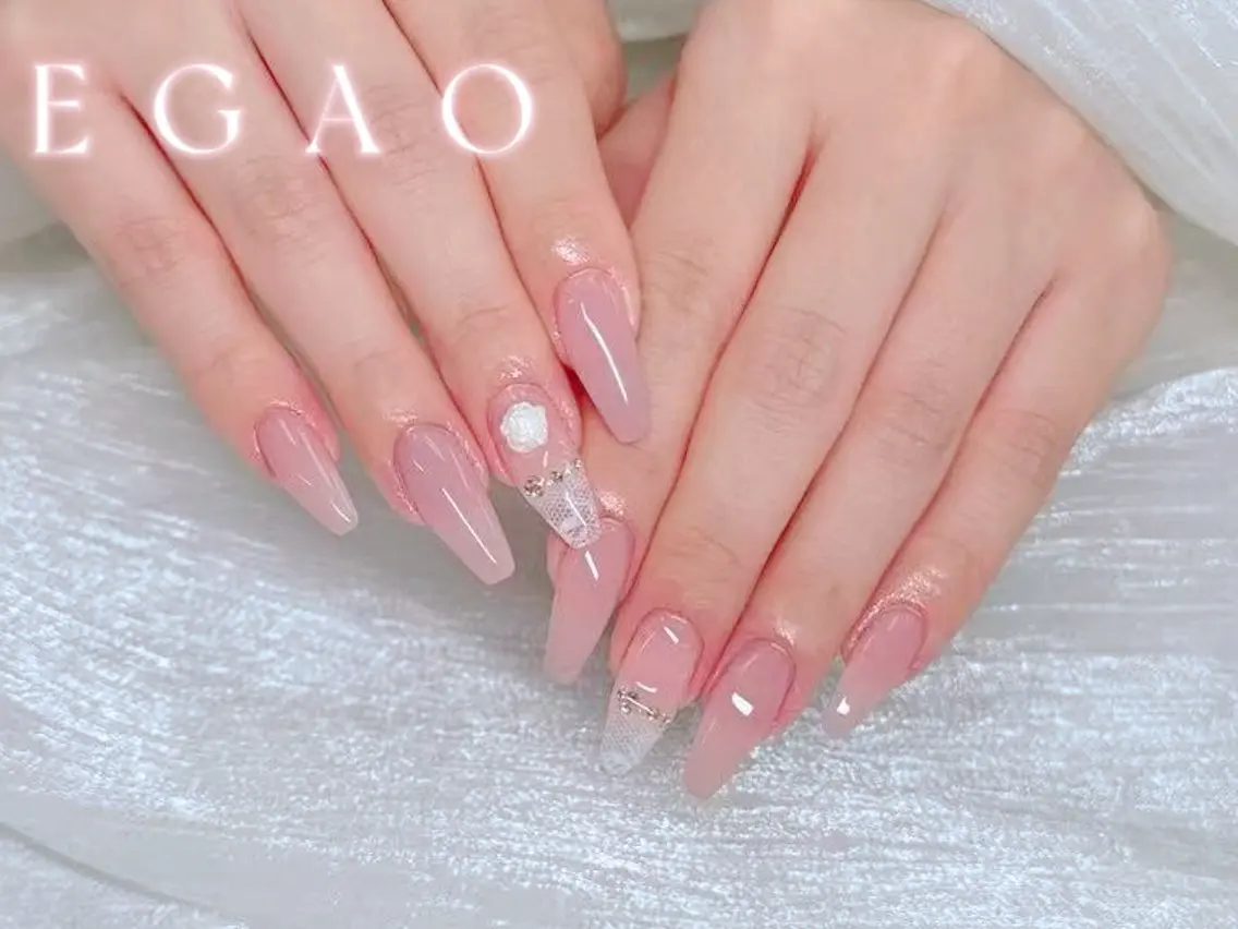 ネイル 長さ出し ジェルネイル 韓国ネイル マグネットネイル 持ち込み ハンドネイル EGAO NAIL 錦糸町店のネイルデザイン