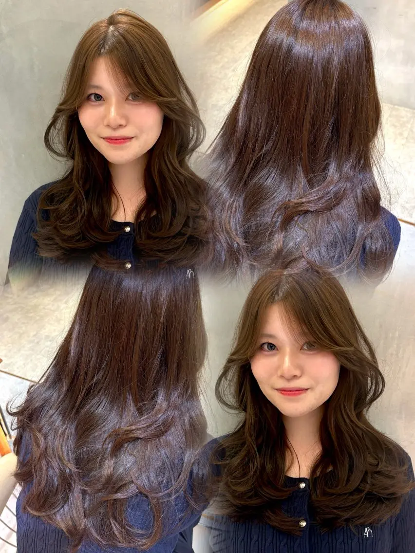 ロング ヘアカラー トリートメント 顔周りレイヤーカット /髪質改善/ゆう🤍のヘアスタイル