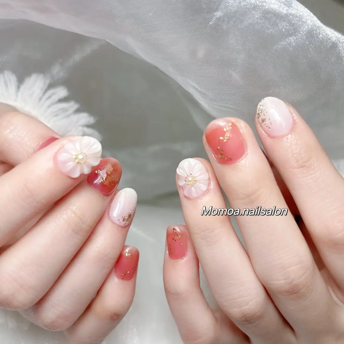 ネイル 成人式 ジェルネイル ロングネイル マグネットネイル ミディアムネイル ハンドネイル MoMoA Nail ネイル長さ出し専門店のネイルデザイン
