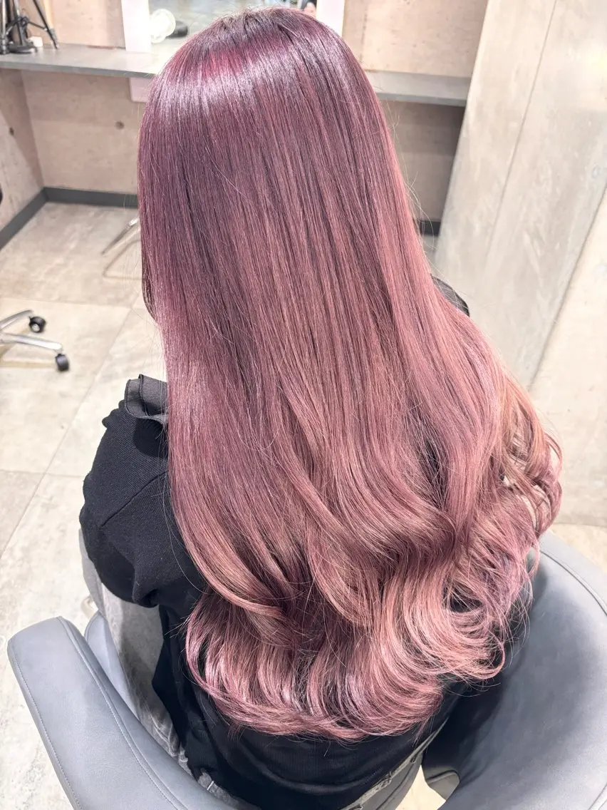 ロング ピンクラベンダー 海外風ヘア 野田光也のヘアスタイル