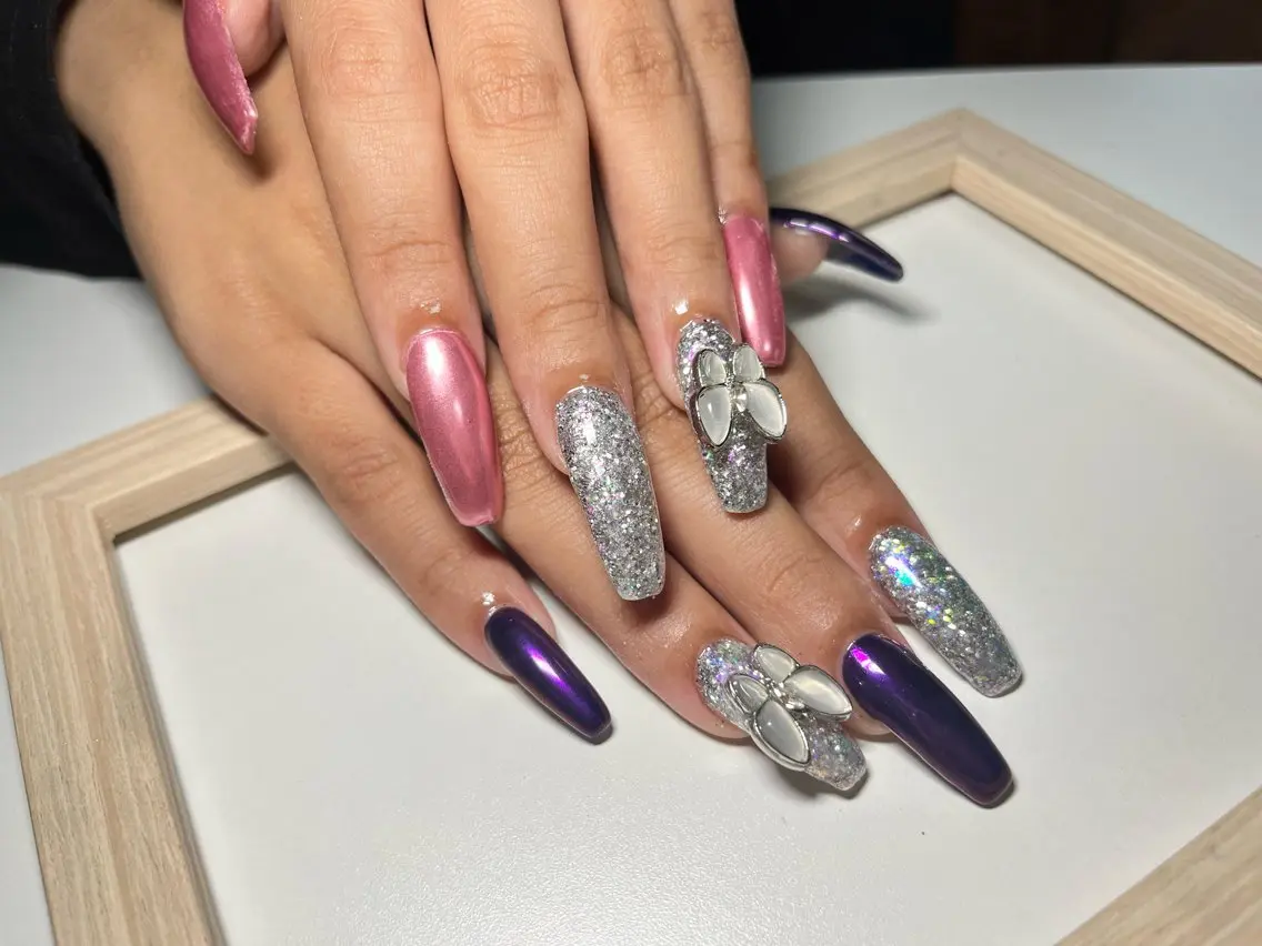 ネイル ラメ(グリッター) ミラーネイル Nail salon Caco.のネイルデザイン