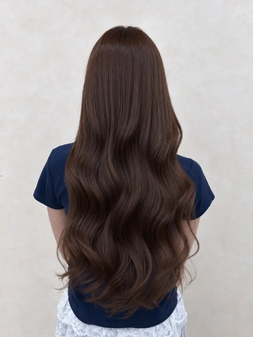 ロング カラー ブリーチ ブラウンカラー ダブルカラー マロンブラウン ブリーチなしカラー ヘアカラー トリートメント 倉澤 愛理のヘアスタイル