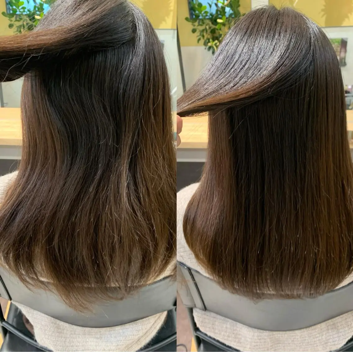 セミロング パーマ ストレートパーマ カット 縮毛矯正 トリートメント hubhair レイヤー/透明感のヘアスタイル